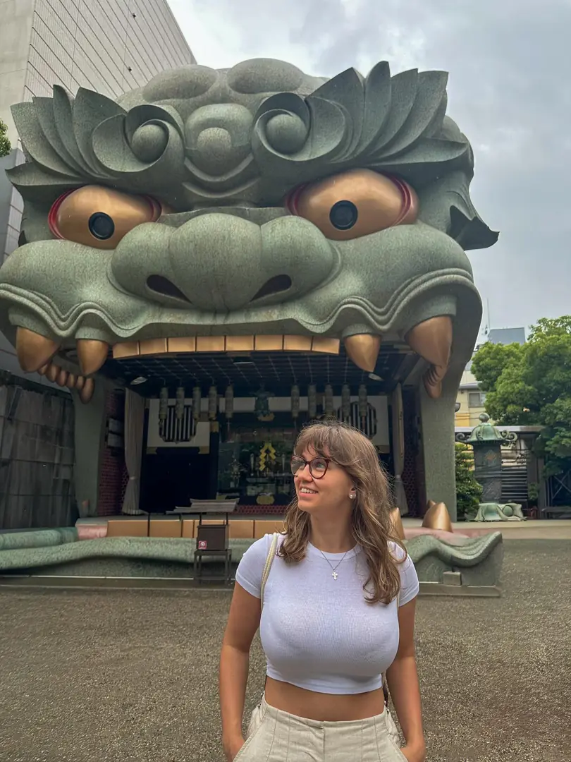 Even the dragon can’t stop staring at this massive rack spilling out in Japan