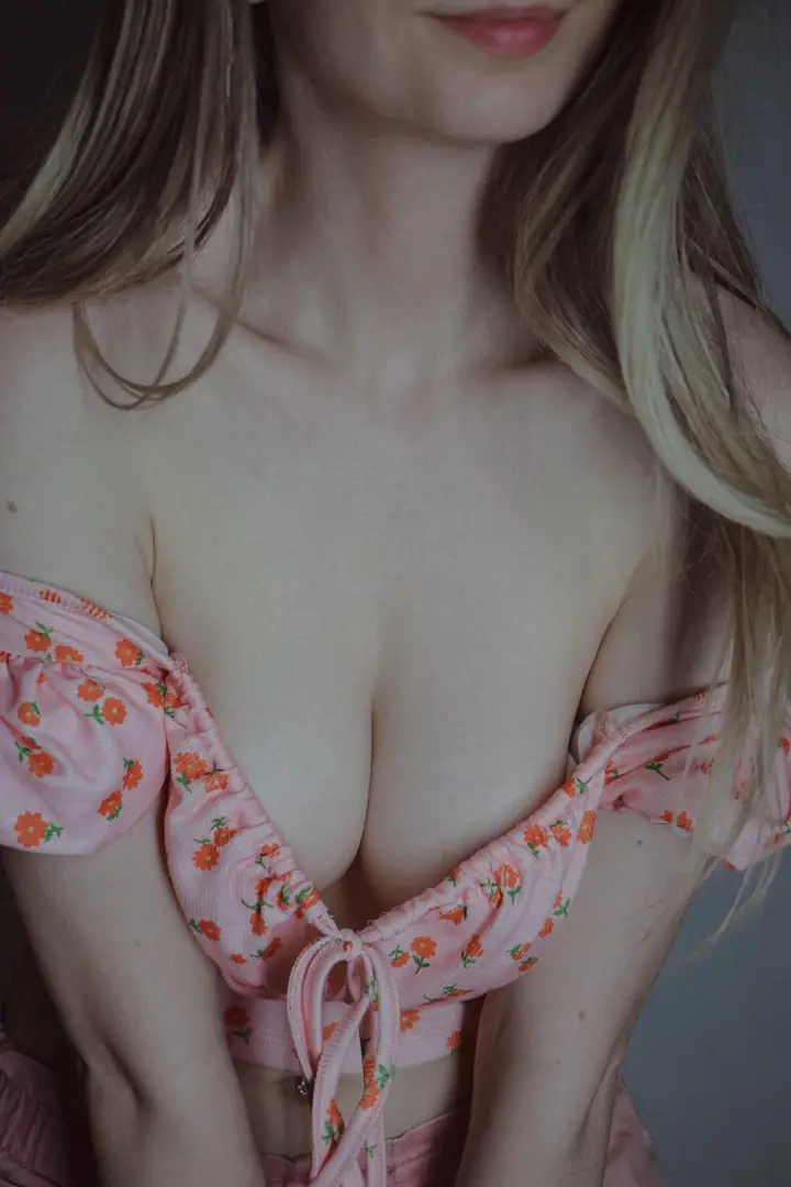 The perfect amount of cleavage for a delicious view you will want to drown yourself in